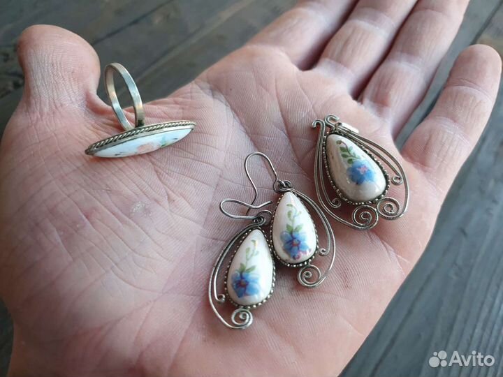 Комплект серьги кулон колечко СССР