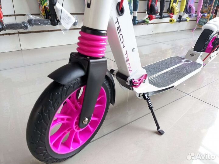 Самокат City Scooter с дисковым тормозом, бело-роз