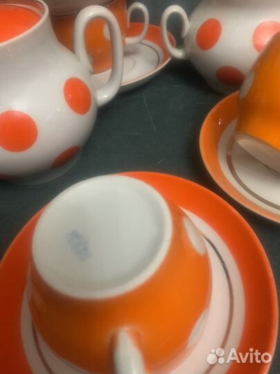 Сервиз чайный в горошек на 6 персон