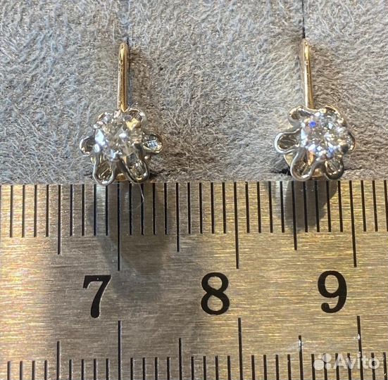 Золотые серьги с бриллиантами СССР