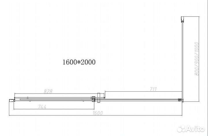 Душевой уголок Dice VSR-4D1016CLB, 1600*1000, чер