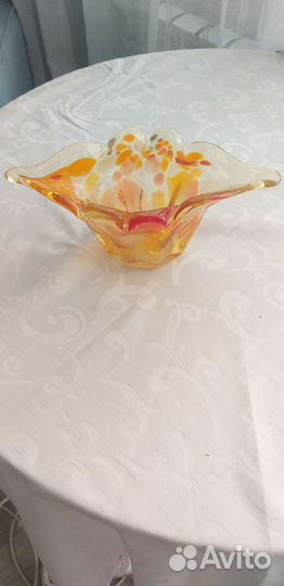 Ваза конфетница цветное стекло