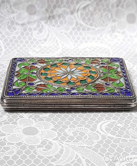 Миниатюрный портсигар. Серебро. Эмаль