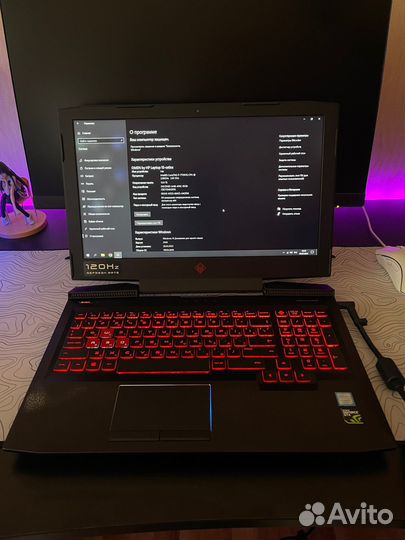 Игровой ноутбук hp omen 15-ce069ur (GTX 1060, i7)