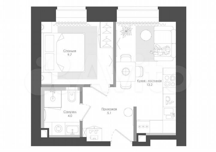 1-к. квартира, 35,2 м², 20/39 эт.