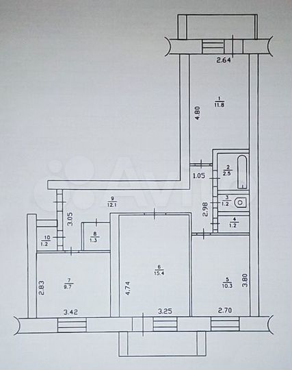3-к. квартира, 68,6 м², 2/3 эт.