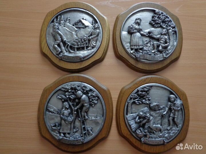 Оловянное панно. Времена года. Германия