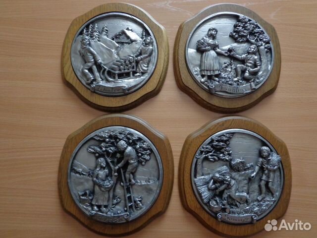 Оловянное панно. Времена года. Германия