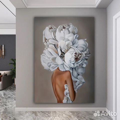 Картина маслом на холсте. Девушка с цветами. Цветы купить в Москве ...
