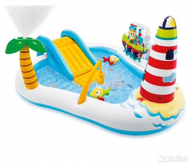Детский надувной бассейн с горкой