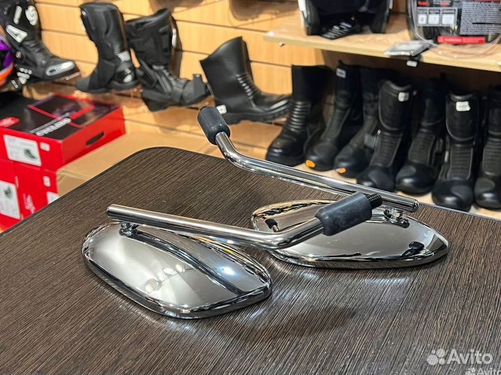 Зеркала на руль для мото 10 мм хром 2шт