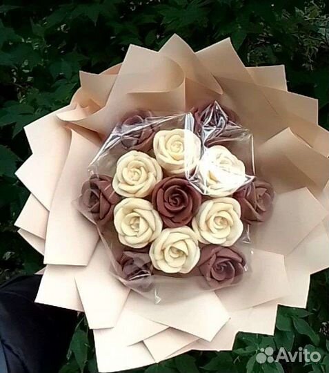 Вкусный съедобный сладкий букет шоколадные розы