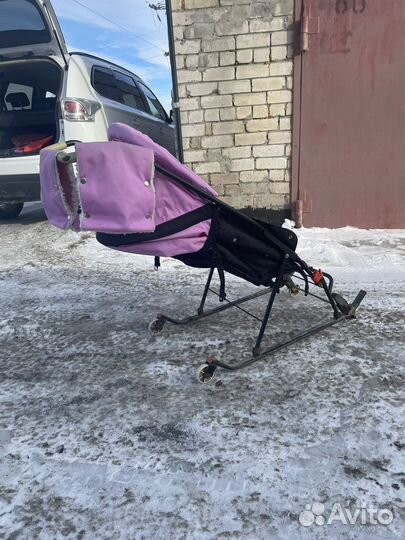 Санки коляска с колесами