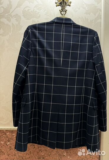Брючный костюм женский 42 темно-синий в клетку