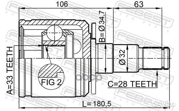 Шрус внутренний перед лев 0411KB4LH Febest
