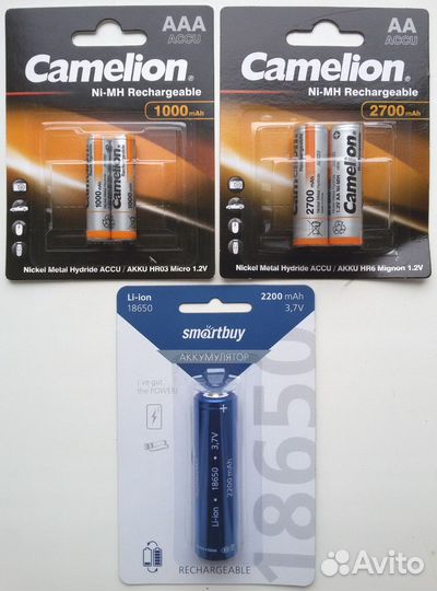 Батарейки аккумуляторные аа ааа 18650