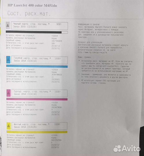 Принтер HP LaserJet Pro 400 color M451dn (цветной)