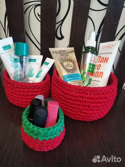 Корзинки из трикотажной пряжи для мелочей