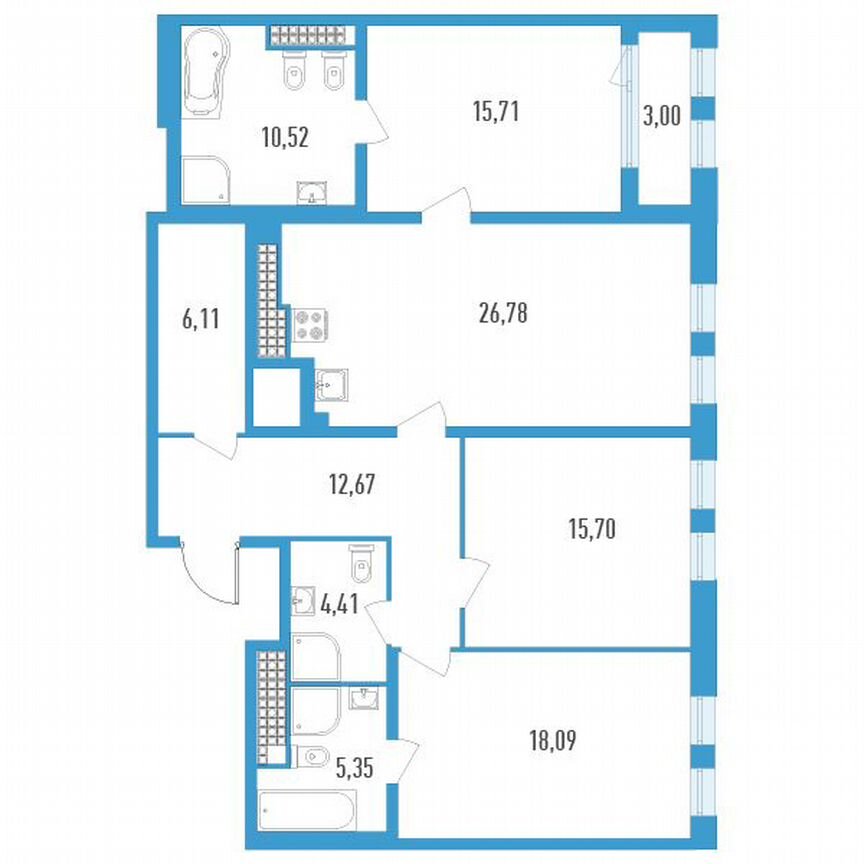 3-к. квартира, 116 м², 19/23 эт.