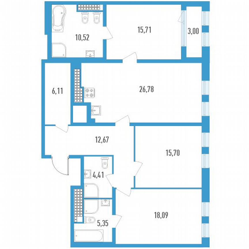 3-к. квартира, 116 м², 19/23 эт.