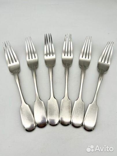 Набор 6 столовых вилок, серебро 84 пр., Петроград