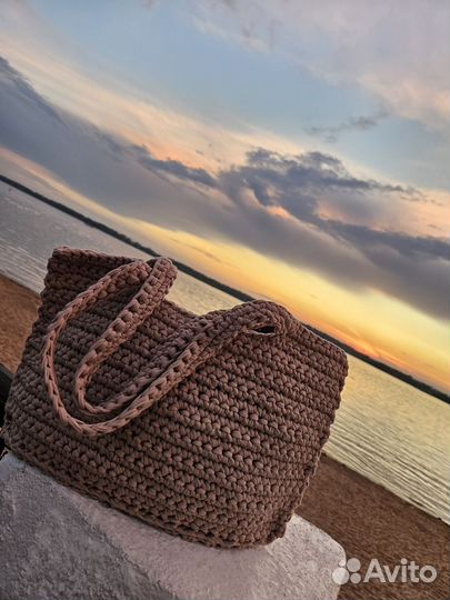 Пляжная вязаная сумка ручной работы