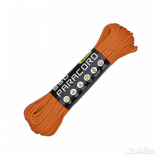 61895Веревка паракорд Cord 550 нейлон оранжевый 30
