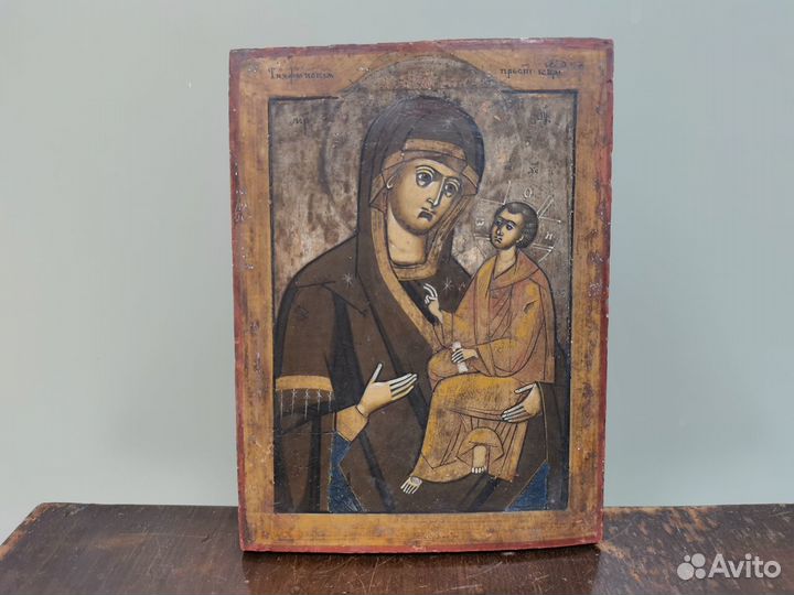Икона Богородица Тихвинская 19 век живопись