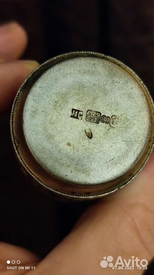 Стопка серебро 84 проба эмаль