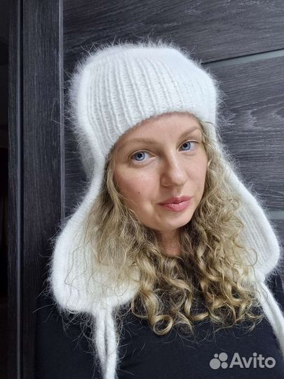 Шапка ушанка женская вязаная
