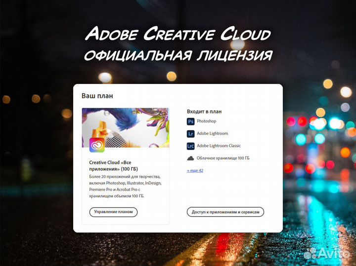 Adobe Creative Cloud 100 Гб / лицензия на 12 мес