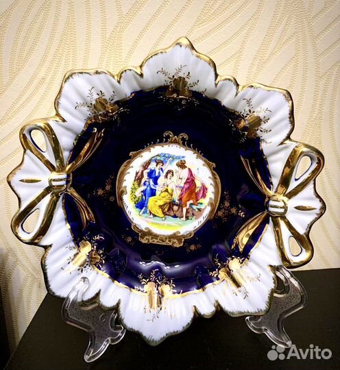 Вазочка Мадонна Чехия Богпмия Кобальт