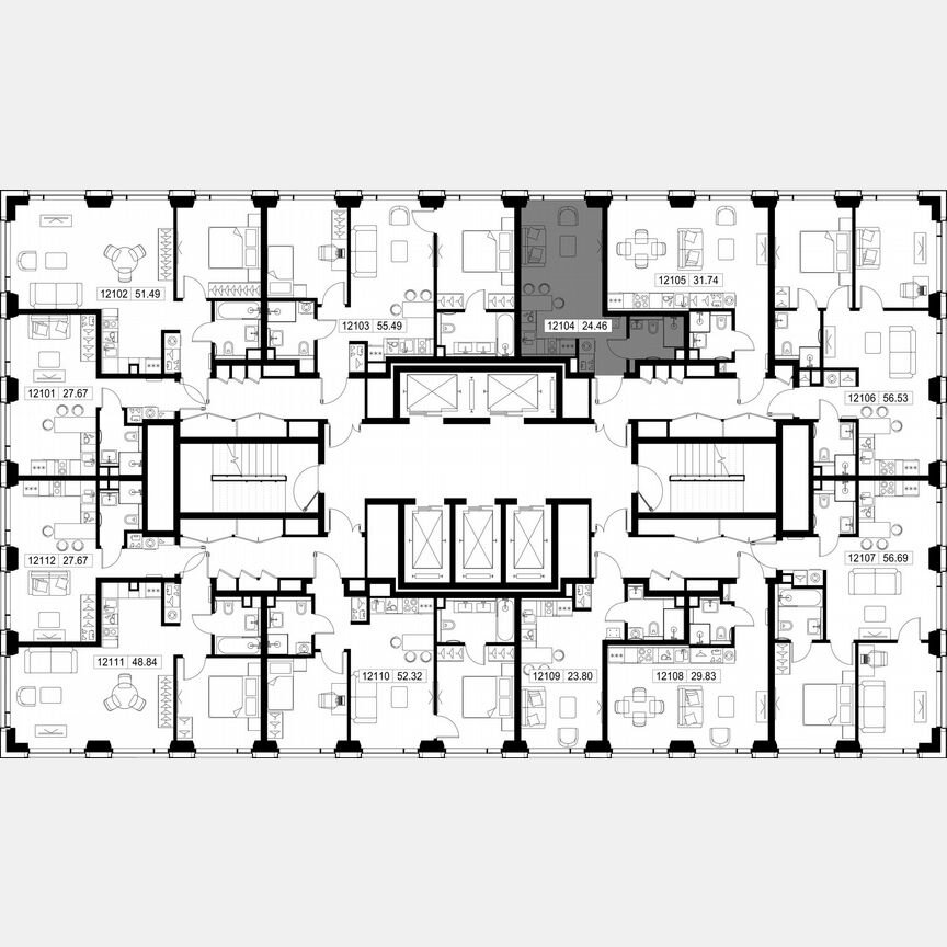 Квартира-студия, 24,5 м², 21/52 эт.