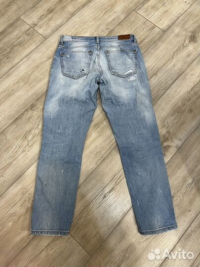 Джинсы женские голубые прямые с дырками zara XS