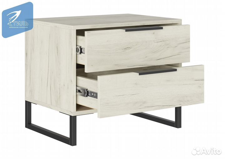 Лофт Тумба прикроватная Дуб Крафт Белый