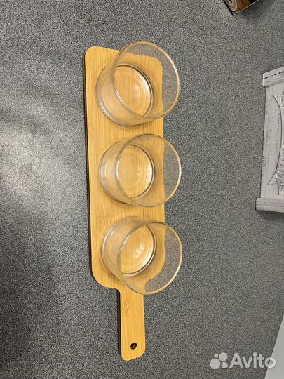 Менажница деревянная со стаканами