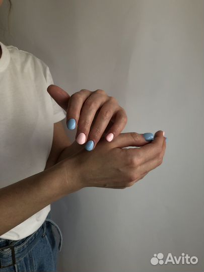 Маникюр, наращивание, выкладной френч, градиент