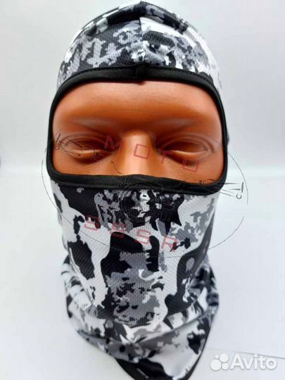 Подшлемник (бaлaклaвa) серо-чёрно-зелёный кaмуфляж