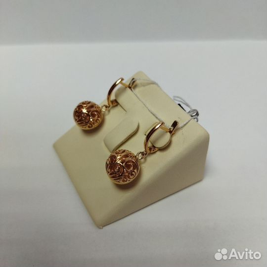Золотые серьги шары 585 проба