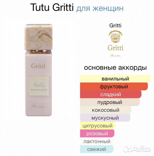 Парфюмерия оригинал духи селектив Tutu Dr. Gritti