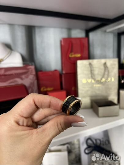 Bvlgari кольцо, черная керамика