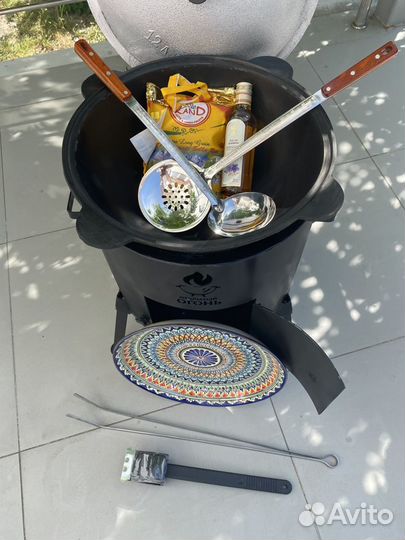 Казан чугунный с крышкой + печь. Комплект