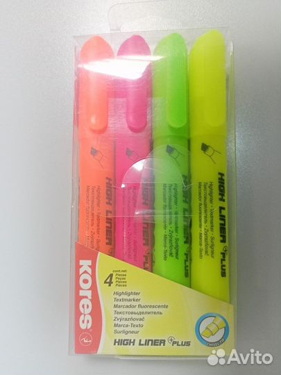 Текстовыделители 4 цвета Kores новые