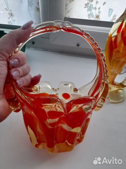 Набор. Ваза. Цветное стекло СССР