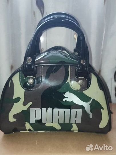 Лаковая сумка puma хаки