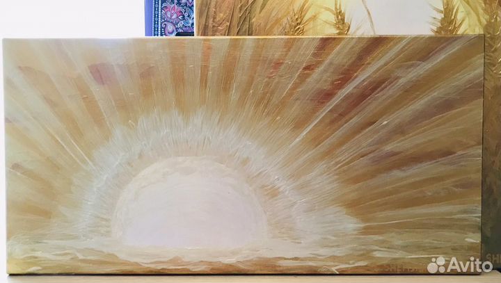 Картина яркое солнышко для подарка 80х40х1,8 см