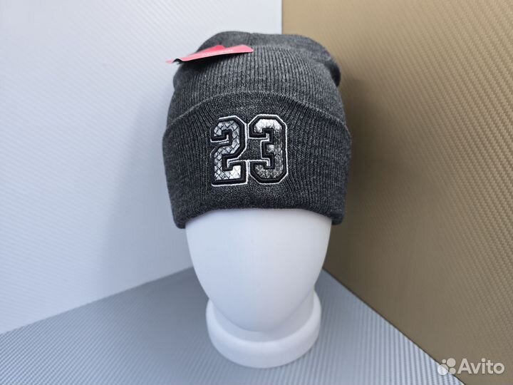 Шапка вязаная Jordan 23 серая
