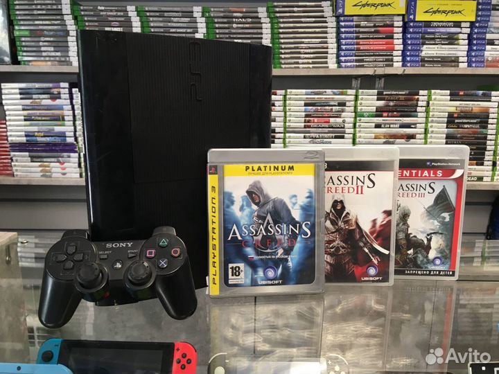 PS3 SS 500gb + Трилогия Assassin's Creed