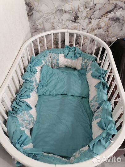 Детская кроватка 7в1 +комплект