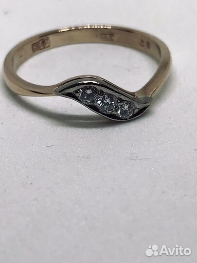Золотое кольцо СССР с бриллиантами 0.111ct